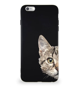 Apple iPhone 6S Plus Soft Premier Kapak Catface Tasarımlı Silikon Kılıf - Siyah (Şeffaf)