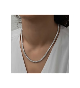 Gümüş 5 mm Beyaz Taşlı Su Yolu Kadın Kolye CSR2184754