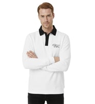 DeepSEA Erkek Beyaz Relax Fit İçi Polarlı Polo Yaka Sweatshirt – Pamuklu Kalın Sweatshirt 2600762