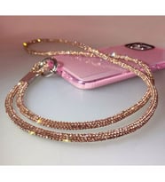 Swarovski Taşlı Parlak Rose Gold Telefon Boyun Askı İpi