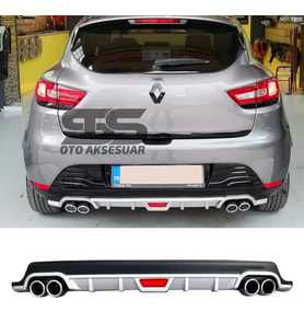 Renault Clio 4 Difüzör Arka Tampon Eki 4 Egzoz Çıkışlı Gri Tip
