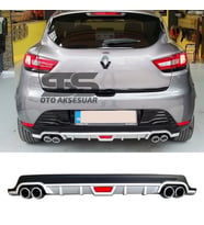 Renault Clio 4 Difüzör Arka Tampon Eki 4 Egzoz Çıkışlı Gri Tip