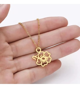 Minimalist Zarif Hibiskus Çiçeği Kolye 925K Gümüş (Gold)