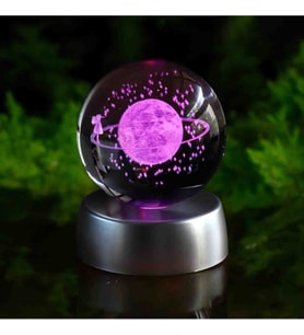 Wolawood Kristal Cam Kar Küresi 3D Renk Değiştiren LED Işıklı Pilli Dekoratif Konsept Hediyelik Masaüstü Süs Lamba Biblo Şık Zarif Rgb Dekor Özel Tasarım