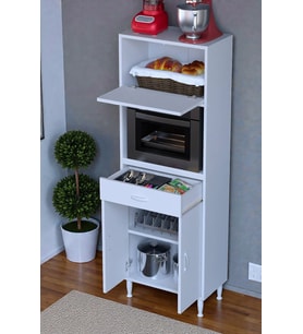 Eliusta Avelin Kapaklı Mini/Midi Fırın Dolabı 65 cm Beyaz Çok Fonksiyonlu 65x163,4x32,5 cm Mutfak Dolabı