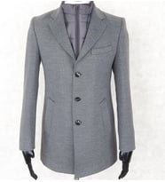 Erkek  Slim Fit  Gri  Çıkmalı Ceket Yaka İçi Kapitoneli Tek Yırtmaç  Dizüstü Kaşe Kaban 