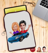 BK Gift Kişiye Özel Sevgililer Karikatürlü Taşınabilir Koruyucu Tablet Kılıfı & Organizer Çanta - Bordo-52