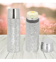 KİŞİYE ÖZEL İSİM BASKILI ÖZEL KUTULU VE HEDİYE ÇANTALI ANTİBAKTERİYEL TİTANYUM TERMOS 500 ML (Gri)