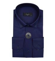 Erkek Slim Fit Puantiyeli Gömlek Bgl-st00161 (Lacivert)