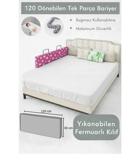 Miralay Yeni Nesil Yatak Bariyeri 120 cm Pembe Yıldız - Boyalı