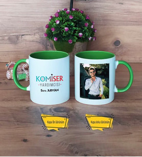 Komiser Yardımcısı Kupa Bardak Yeşil Fotoğraflı Polis Günü Hediyesi