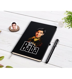 BK Gift Kişiye Özel Godfather Baba Karikatürlü Siyah Defter ve Kalem Hediye Seti-3