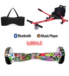 Elektrikli Kaykay Scooter Akıllı Denge Hoverboard + HoverKart + Çanta FULL LEDLİ EXTREM PAKET D04