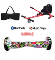 Elektrikli Kaykay Scooter Akıllı Denge Hoverboard + HoverKart + Çanta FULL LEDLİ EXTREM PAKET D04