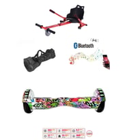 Elektrikli Kaykay Scooter Akıllı Denge Hoverboard + HoverKart + Çanta FULL LEDLİ EXTREM PAKET D04