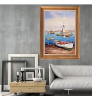 Altın Varaklı Paspartulu Çerçeveli Tablo rv187