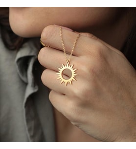 Kişiye Özel Güneş Figürlü Kolye 925K Gümüş (Gold)