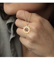 Kişiye Özel Güneş Figürlü Kolye 925K Gümüş (Gold)