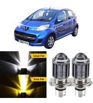 Peugeot 107 2007-2013 Uyumlu Mercekli Far Ampulü Led Xenon Sarı-Beyaz Far Şimşek Etkili Uzun Kısa