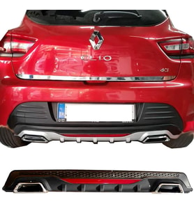 Renault Clio Mk4 Siyah Difüzör Difizör Kare Egzoz Görünüm Reflektörlü