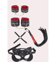 4 Lü Kol Bacak Kırbaç Maske Orta Tutturucu Deri Set
