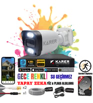 EXİTCAM 1 KAMERALI-RENKLİ GÖRÜŞ-SU GEÇİRMEZ-YÜZ ve ARAÇ TANIMALI-YAPAY ZEKA AYRICALIKLI GÜVENLİK SETİ (Beyaz)