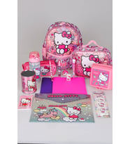 TEK BÖLMELİ KÜÇÜK BOY 32 CM HELLO KITTY ANAOKUL,BESLENME VE KALEM ÇANTASI İLE BESLENME KABI,MATARA KIRTASİYE OKUL SETİ