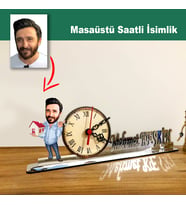 Karikatür Erkek Emlakçı Model Masaüstü Saatli İsimlik MSİ60
