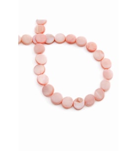 Sedef Doğal Taş Parlak Açık Pembe Daire Kesim 8x3mm Dizi [AA]
