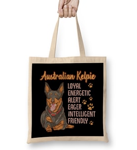 Cute Australian Kelpie Loyal & Friendly Dog Distressed Bez Çanta Uzun Saplı