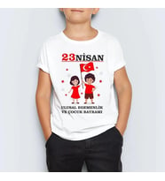 Unisex Çocuk Baskılı T-Shirt - Beyaz