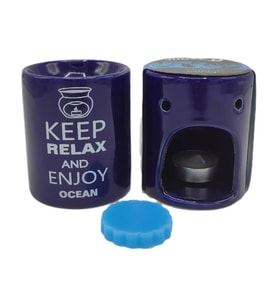 Keep Relax And Enjoy Ocean Seramik Buhurdanlık ve Wax Mum (Karışık)