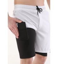 Erkek Running Hızlı Kuruma Micropoly Antrenman Halısaha Fitness Kısa Taytlı SPORCU-ŞORT1 (Beyaz)