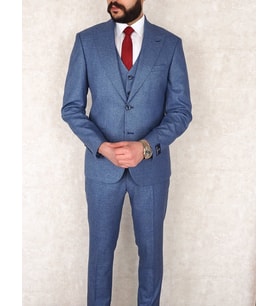 Jan Carlucci Slimfit Yelekli Drop 6 Takım-Mavi