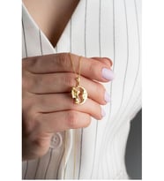 925 Ayar Gold Perili Hilal Gümüş Kolye