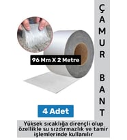 Ultra Güçlü Su Geçirmez Isıya Dayanıklı Alüminyum İzolasyon Tamirat 96 Mm X 2 Metre Çamur Bant 4 Adt