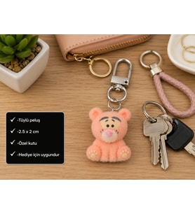 Pinky Bear Peluş Charm Anahtarlık Sevimli Ayıcık Figür Hediye Anahtar Aksesuar