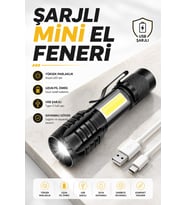 El Feneri Led USB Şarjlı Zoom Mini Led Işık Acil Durum Feneri