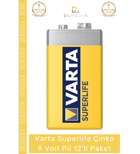 #Pil Superlife Çinko Karbon 6F22 Duman Dedektörü Telsiz Ekonomik 9 Volt Pil 12'li Paket