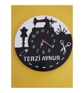 TERZİ**PERDE**DİKİŞ NAKIŞ Ahşap Duvar Saati -Sağlam ve Uygun Hediye ŞIK
