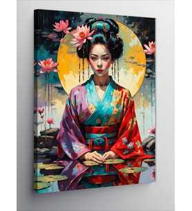 Kanvas Tablo Geleneksel Kimono İçindeki Kadın