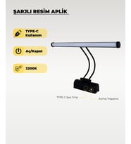 Şarjlı Siyah Flüt Aplik 3200K Sarı Işık – Elektrik Gerektirmez