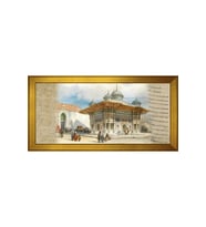 Sultan 3. Ahmet Çeşmesi Motifli Kanvas Tablo 80 x 110 cm Gold Çerçeve