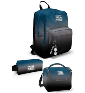 Coral High Nefti Gri Renk Geçişli 3'lü Okul Çanta Seti SET0123642