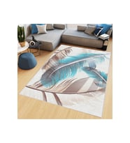Rovigo Home Dijital Baskı Yıkanabilir Kaymaz Taban Salon Halısı RVG0449 (Mavi)