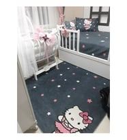 Çocuk Odası Halısı Hello Kitty Model Deri Taban Halı