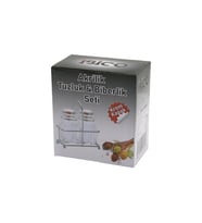 2PCS KROM KAPAK AKRİLİK TUZLUK - BİBERLİK - BAHARATLIK METAL STANDLI KARE - KÖŞELİ (5343)