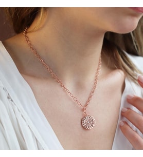 Özel Tasarım Rose Gold Kaplama Zirkon Taşlı Trend Gümüş Kolye