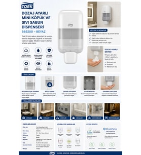 Tork 565200 Dozaj Ayarlı Mini Köpük Ve Sıvı Sabun Dispanseri Beyaz