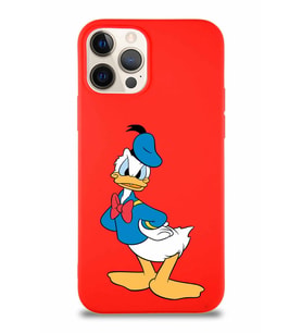 Apple iPhone 12 Pro Soft Premier Kapak Donald Duck-D Tasarımlı Silikon Kılıf - Kırmızı (Şeffaf)